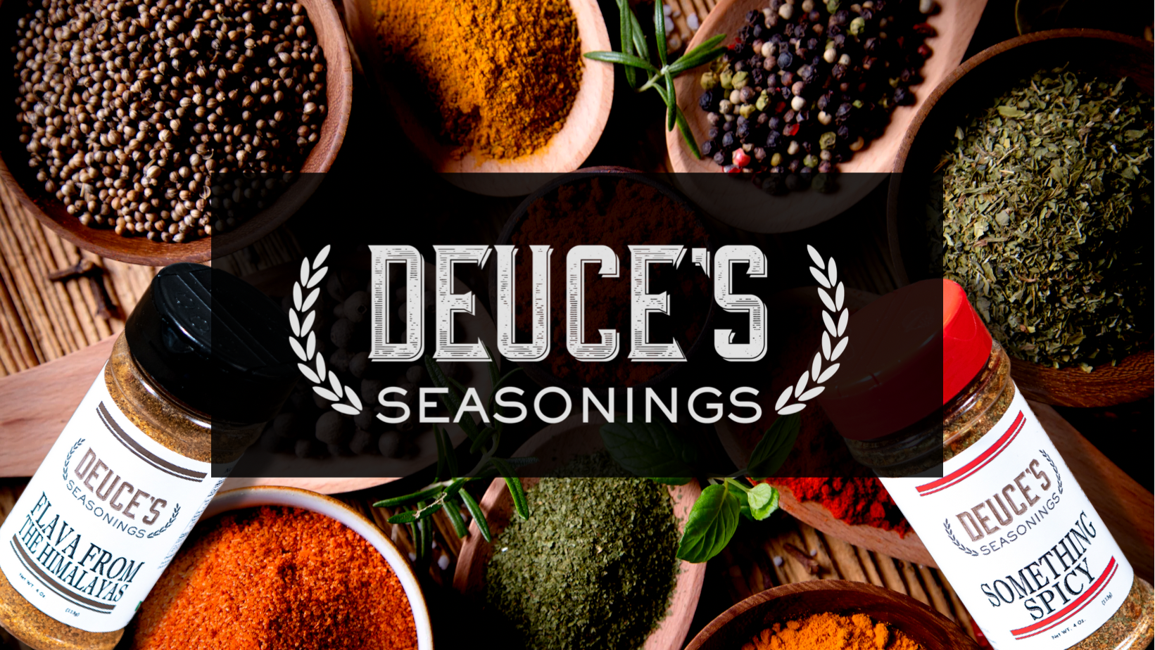 Image of Black Owned Seasonings Deuces Seasonings Logo and Healthy Spices 